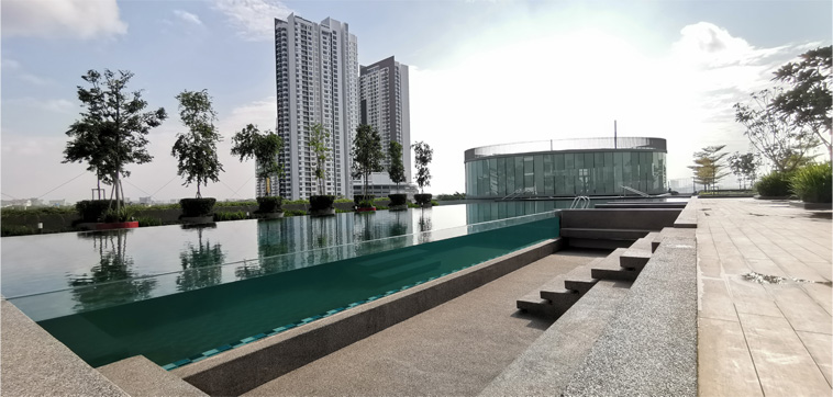 馬來西亞檳城閃耀公寓亞克力透明無邊界泳池三，瑞地格樂亞克力游泳池